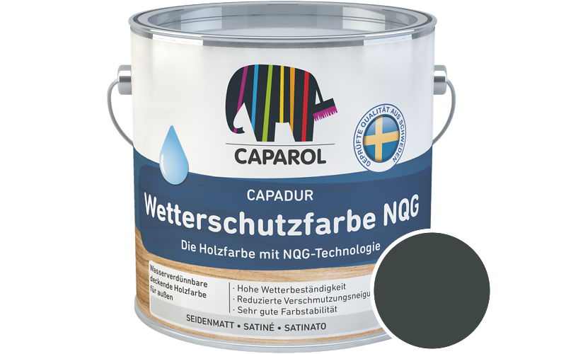 Caparol Capadur Wetterschutzfarbe NQG 750ml Holzfarbe fr auen / Getnt im Farbton RAL 6012 Schwarzgrn