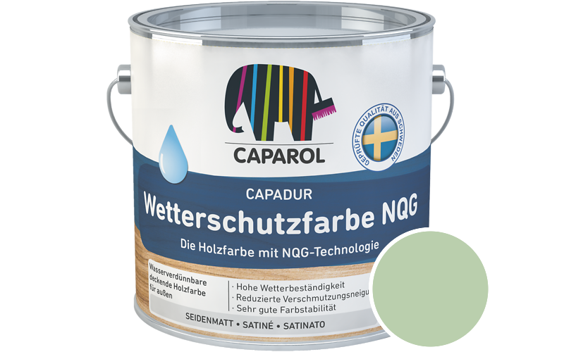 Caparol Capadur Wetterschutzfarbe NQG 750ml Holzfarbe fr auen / Getnt im Farbton RAL 6019 Weissgrn