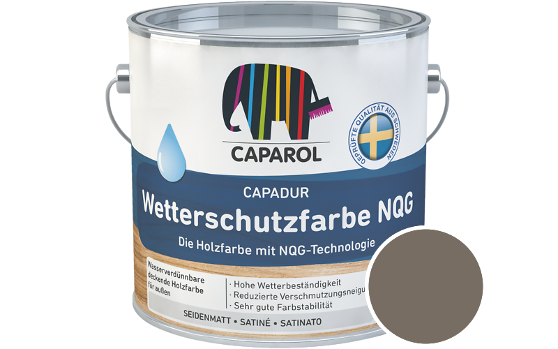 Caparol Capadur Wetterschutzfarbe NQG 750ml Holzfarbe fr auen / Getnt im Farbton RAL 7006 Beigegrau