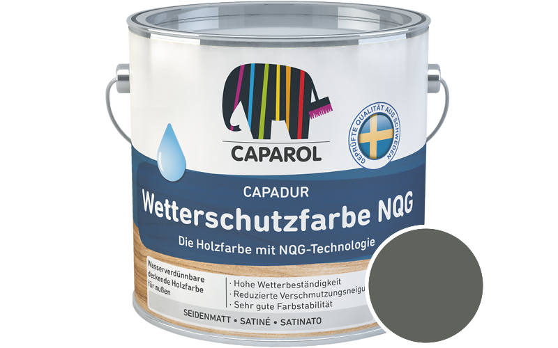 Caparol Capadur Wetterschutzfarbe NQG 750ml Holzfarbe fr auen / Getnt im Farbton RAL 7009 Grngrau
