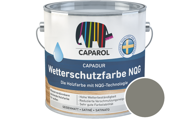 Caparol Capadur Wetterschutzfarbe NQG 750ml Holzfarbe fr auen / Getnt im Farbton RAL 7023 Betongrau