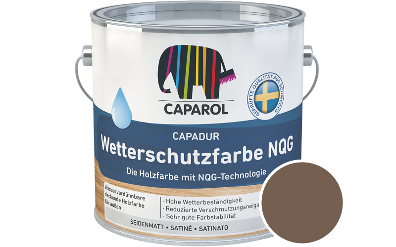 Caparol Capadur Wetterschutzfarbe NQG 750ml Holzfarbe fr auen / Getnt im Farbton RAL 8025 Blassbraun