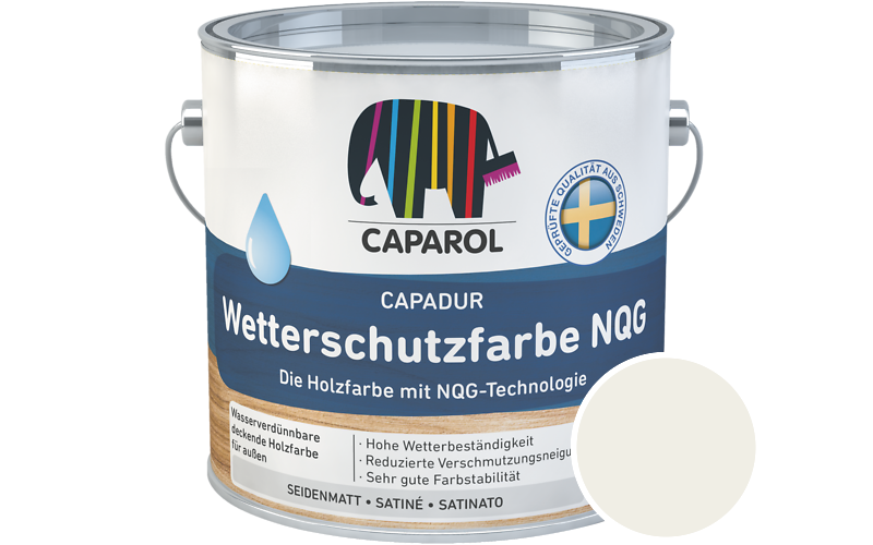 Caparol Capadur Wetterschutzfarbe NQG 750ml Holzfarbe fr auen / Getnt im Farbton RAL 9010 Reinweiss