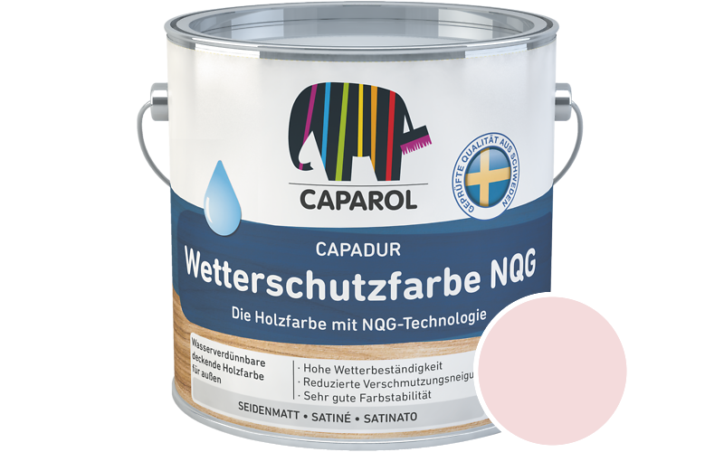 Caparol Capadur Wetterschutzfarbe NQG 2,5L Holzfarbe fr auen / Getnt im Farbton Rose 90