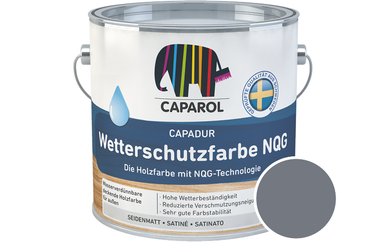 Caparol Capadur Wetterschutzfarbe NQG 2,5L Holzfarbe fr auen / Getnt im Farbton Saphir 15