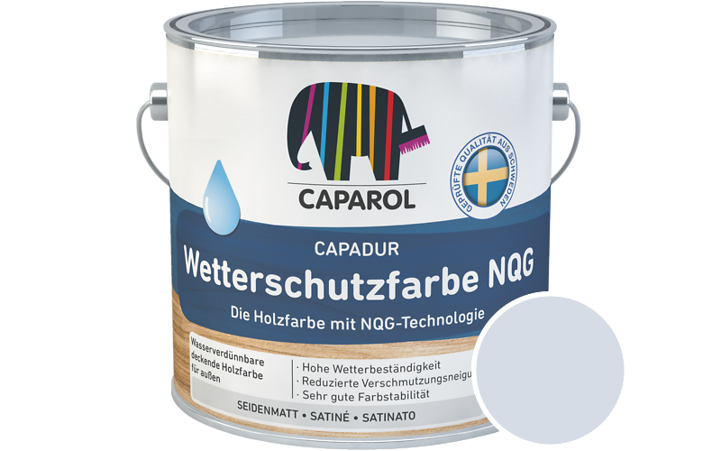 Caparol Capadur Wetterschutzfarbe NQG 2,5L Holzfarbe fr auen / Getnt im Farbton Saphir 90