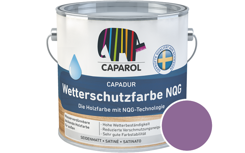 Caparol Capadur Wetterschutzfarbe NQG 2,5L Holzfarbe fr auen / Getnt im Farbton Viola 105