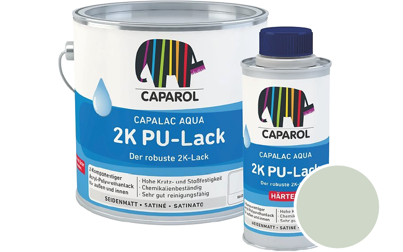 Caparol Capalac Aqua 2K PU-Lack 750ml (inkl. H�rter) 2-Komponenten-Lack / Get�nt im Farbton Agave 85