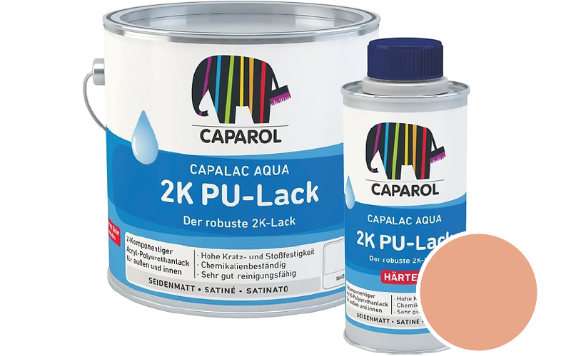 Caparol Capalac Aqua 2K PU-Lack 750ml (inkl. Hrter) 2-Komponenten-Lack / Getnt im Farbton Aprico 115