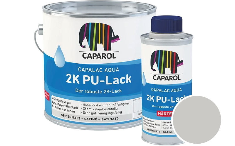 Caparol Capalac Aqua 2K PU-Lack 750ml (inkl. Hrter) 2-Komponenten-Lack / Getnt im Farbton Basalt 15