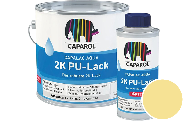 Caparol Capalac Aqua 2K PU-Lack 750ml (inkl. Hrter) 2-Komponenten-Lack / Getnt im Farbton Citrus 115