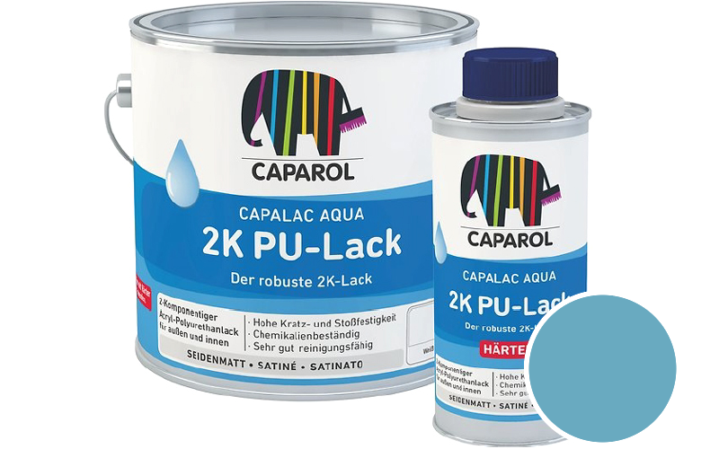Caparol Capalac Aqua 2K PU-Lack 2,5L (inkl. Hrter) 2-Komponenten-Lack / Getnt im Farbton Coelin 105