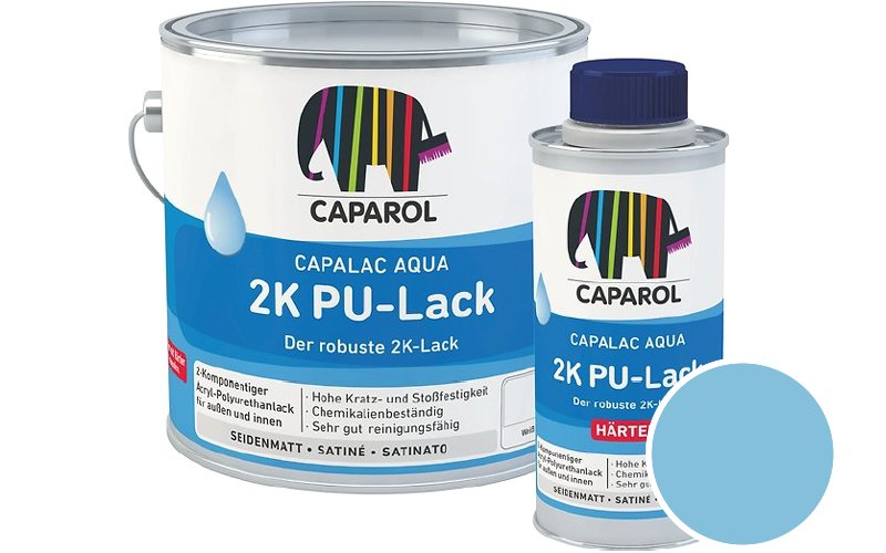 Caparol Capalac Aqua 2K PU-Lack 750ml (inkl. Hrter) 2-Komponenten-Lack / Getnt im Farbton Donau 14