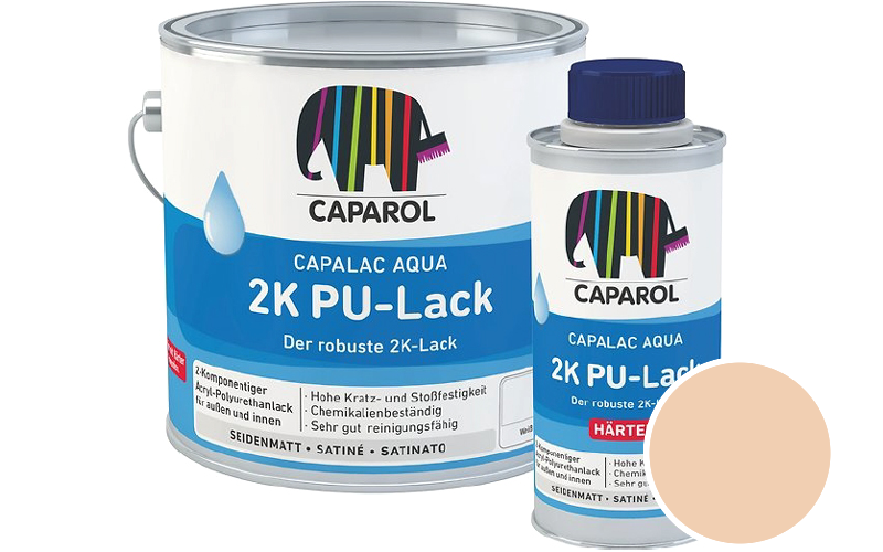 Caparol Capalac Aqua 2K PU-Lack 750ml (inkl. H�rter) 2-Komponenten-Lack / Get�nt im Farbton Falb 80