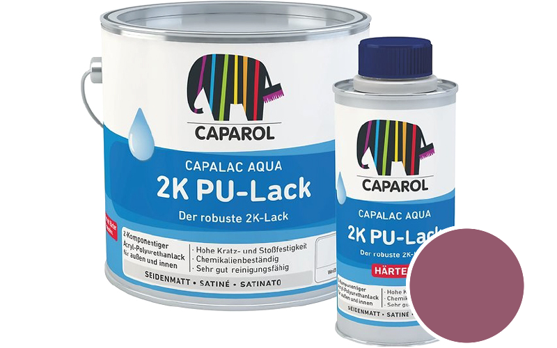 Caparol Capalac Aqua 2K PU-Lack 750ml (inkl. Hrter) 2-Komponenten-Lack / Getnt im Farbton Flamenco 130