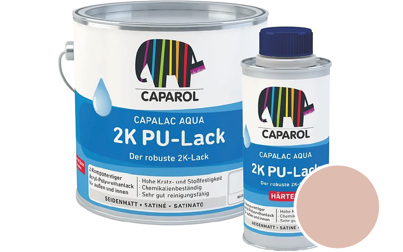 Caparol Capalac Aqua 2K PU-Lack 2,5L (inkl. Hrter) 2-Komponenten-Lack / Getnt im Farbton Granat 15