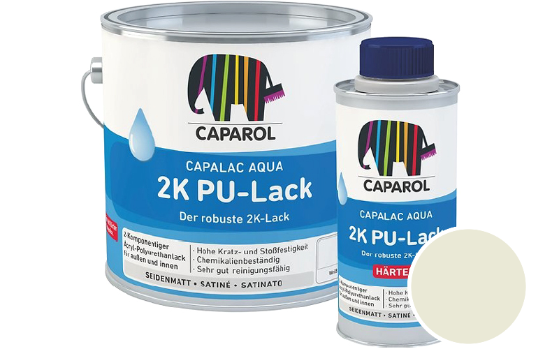 Caparol Capalac Aqua 2K PU-Lack 2,5L (inkl. Hrter) 2-Komponenten-Lack / Getnt im Farbton Jade 90