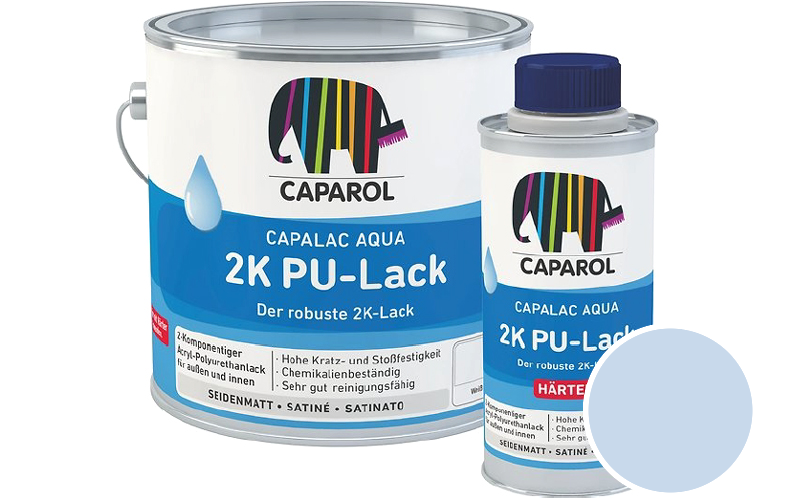 Caparol Capalac Aqua 2K PU-Lack 750ml (inkl. Hrter) 2-Komponenten-Lack / Getnt im Farbton Lapis 16