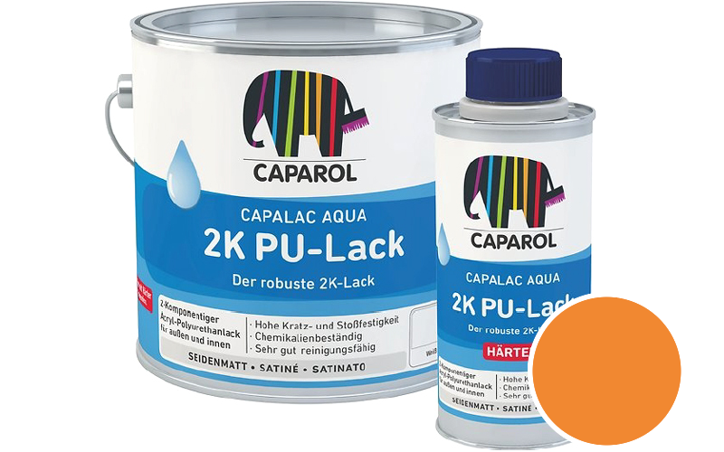 Caparol Capalac Aqua 2K PU-Lack 750ml (inkl. Hrter) 2-Komponenten-Lack / Getnt im Farbton Laser 35