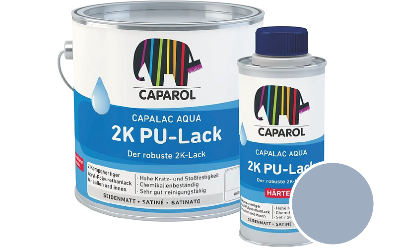 Caparol Capalac Aqua 2K PU-Lack 2,5L (inkl. Hrter) 2-Komponenten-Lack / Getnt im Farbton Lazur 150