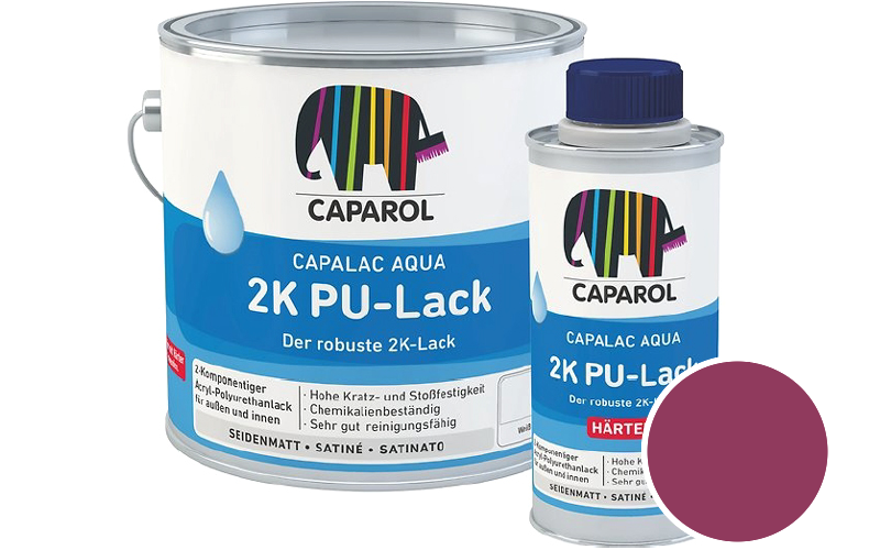 Caparol Capalac Aqua 2K PU-Lack 750ml (inkl. Hrter) 2-Komponenten-Lack / Getnt im Farbton Magenta Ava