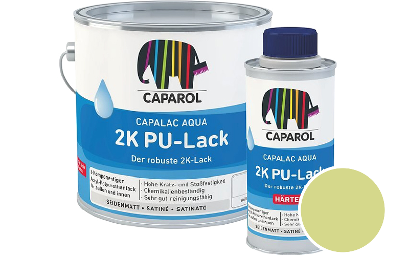 Caparol Capalac Aqua 2K PU-Lack 2,5L (inkl. Hrter) 2-Komponenten-Lack / Getnt im Farbton Mai 85