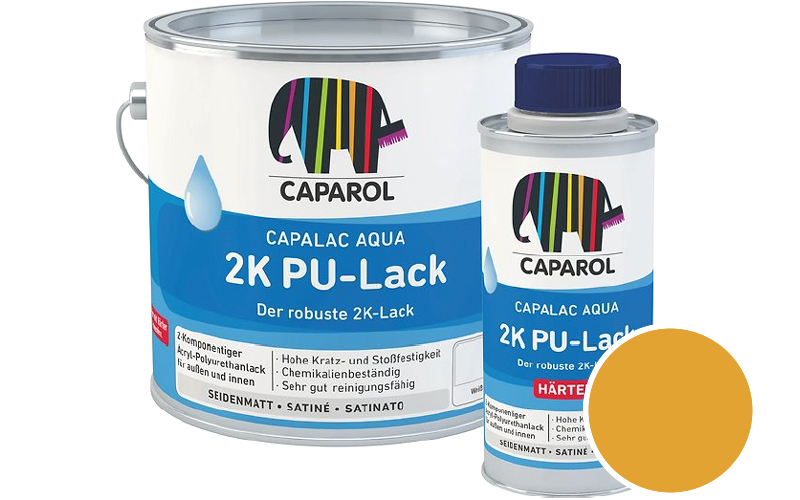 Caparol Capalac Aqua 2K PU-Lack 750ml (inkl. Hrter) 2-Komponenten-Lack / Getnt im Farbton Mais 0