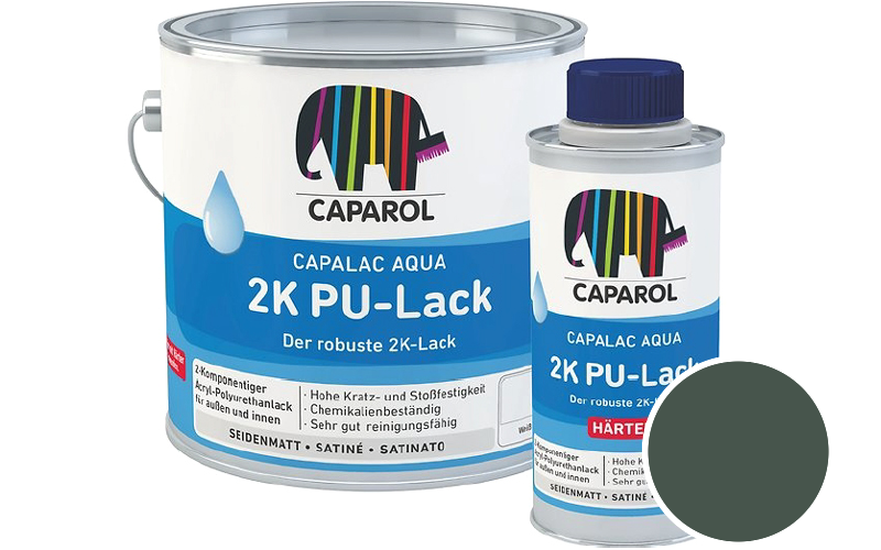 Caparol Capalac Aqua 2K PU-Lack 750ml (inkl. Hrter) 2-Komponenten-Lack / Getnt im Farbton Malachit 5