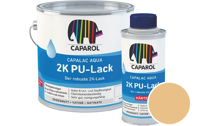 Caparol Capalac Aqua 2K PU-Lack 750ml (inkl. Hrter) 2-Komponenten-Lack / Getnt im Farbton Marill 110