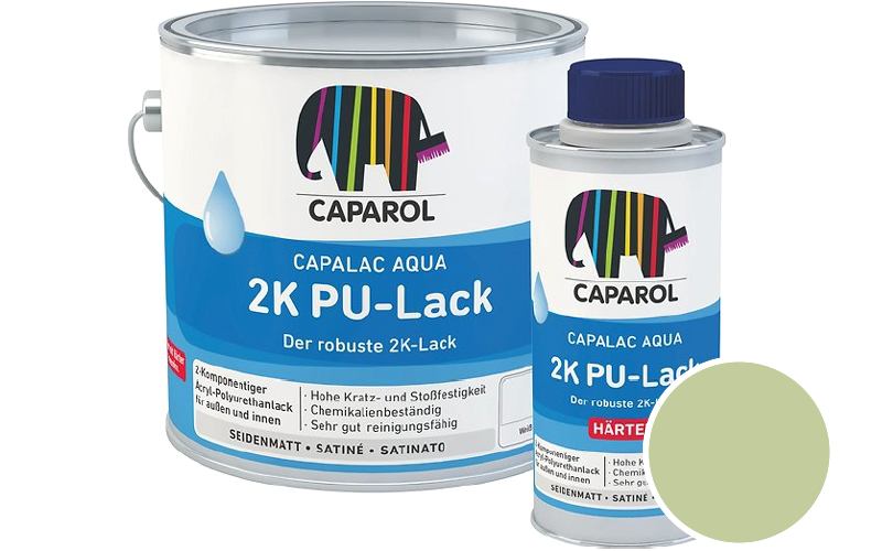 Caparol Capalac Aqua 2K PU-Lack 750ml (inkl. Hrter) 2-Komponenten-Lack / Getnt im Farbton Moos 110