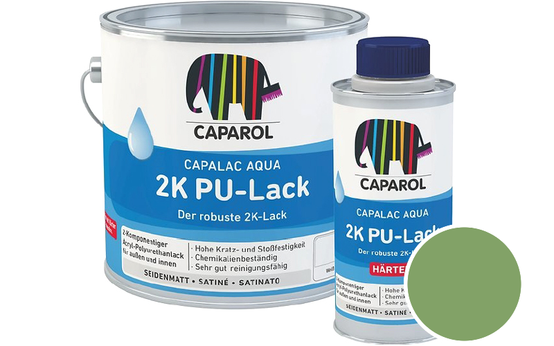 Caparol Capalac Aqua 2K PU-Lack 750ml (inkl. Hrter) 2-Komponenten-Lack / Getnt im Farbton Oase 135