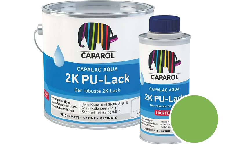 Caparol Capalac Aqua 2K PU-Lack 2,5L (inkl. Hrter) 2-Komponenten-Lack / Getnt im Farbton Oase 140