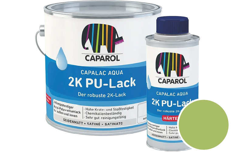 Caparol Capalac Aqua 2K PU-Lack 2,5L (inkl. Hrter) 2-Komponenten-Lack / Getnt im Farbton Pinie 105