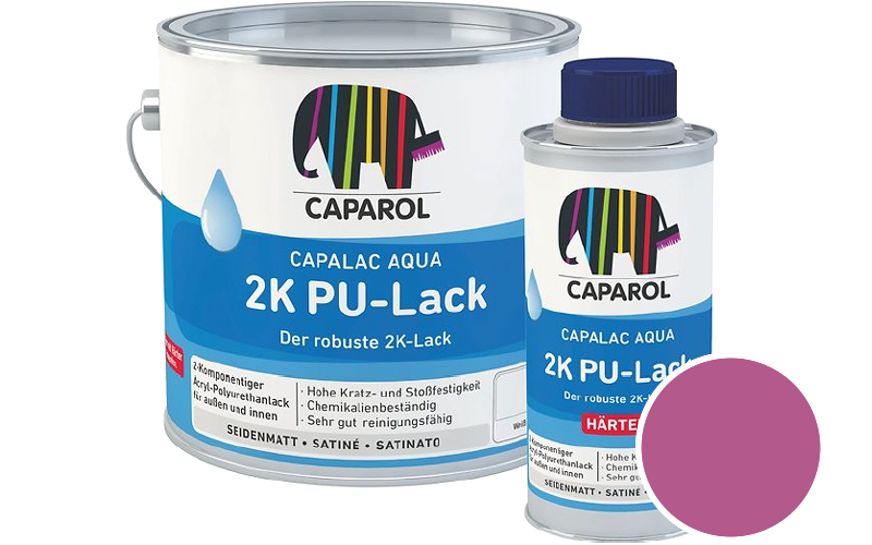 Caparol Capalac Aqua 2K PU-Lack 750ml (inkl. Hrter) 2-Komponenten-Lack / Getnt im Farbton Pink 20