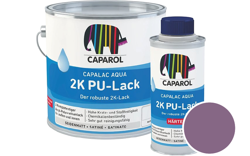 Caparol Capalac Aqua 2K PU-Lack 2,5L (inkl. Hrter) 2-Komponenten-Lack / Getnt im Farbton RAL 4001 Rotlila