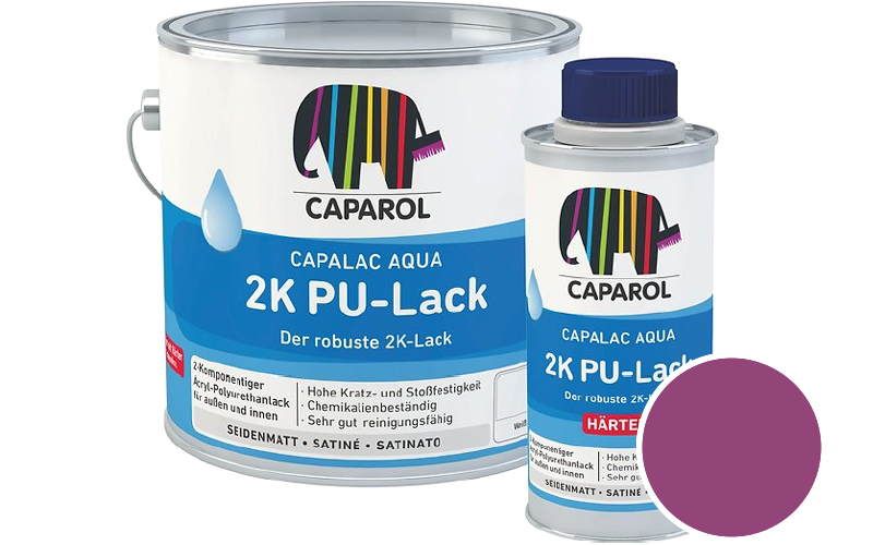 Caparol Capalac Aqua 2K PU-Lack 2,5L (inkl. Hrter) 2-Komponenten-Lack / Getnt im Farbton RAL 4006 Verkehrspurpur