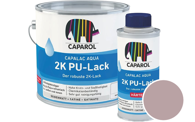 Caparol Capalac Aqua 2K PU-Lack 750ml (inkl. Hrter) 2-Komponenten-Lack / Getnt im Farbton Rose 40