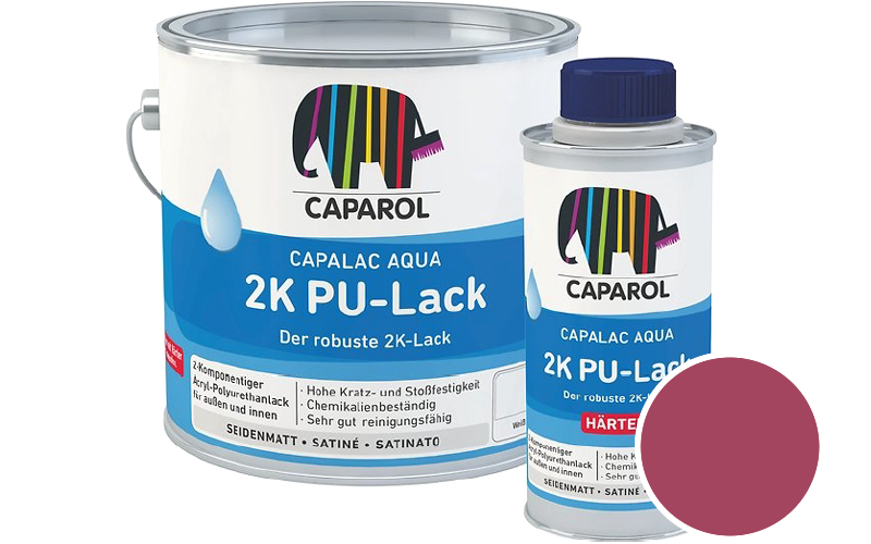 Caparol Capalac Aqua 2K PU-Lack 2,5L (inkl. Hrter) 2-Komponenten-Lack / Getnt im Farbton Rose 95