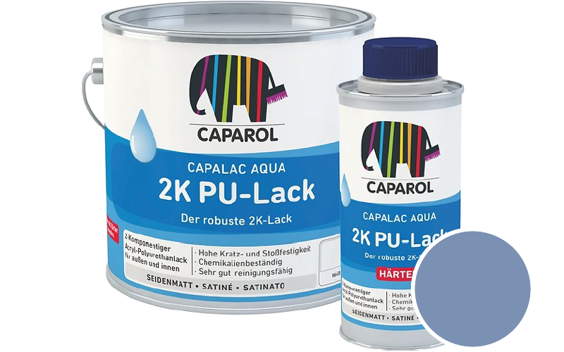 Caparol Capalac Aqua 2K PU-Lack 2,5L (inkl. Hrter) 2-Komponenten-Lack / Getnt im Farbton Saphir 105