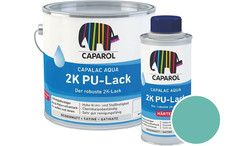 Caparol Capalac Aqua 2K PU-Lack 2,5L (inkl. Hrter) 2-Komponenten-Lack / Getnt im Farbton Sardinien 13