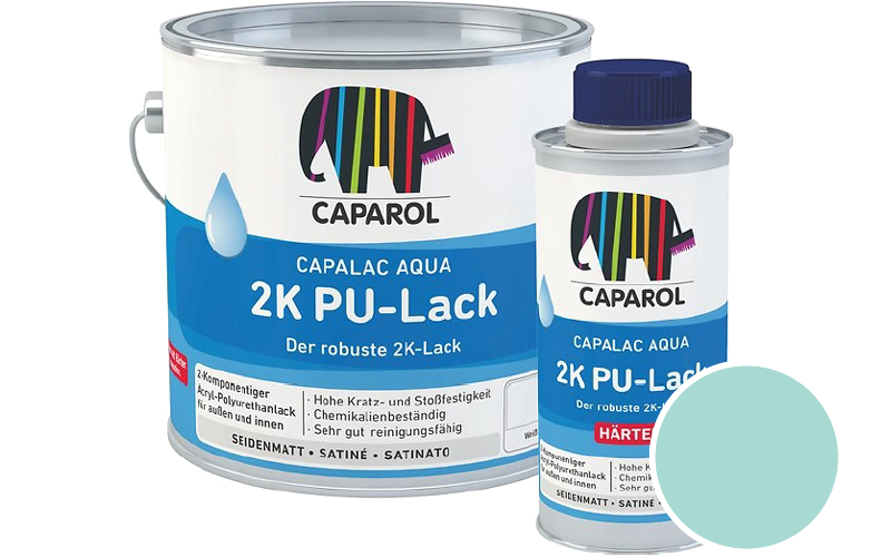 Caparol Capalac Aqua 2K PU-Lack 2,5L (inkl. Hrter) 2-Komponenten-Lack / Getnt im Farbton Sardinien 15
