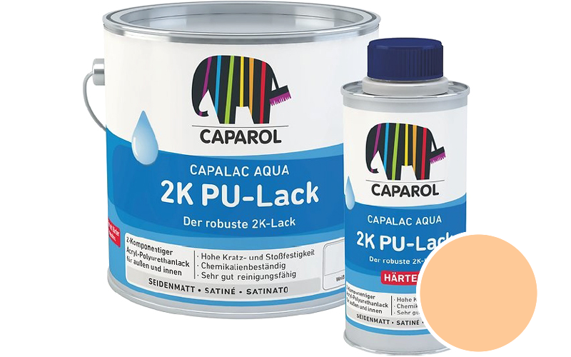 Caparol Capalac Aqua 2K PU-Lack 750ml (inkl. Hrter) 2-Komponenten-Lack / Getnt im Farbton Siena 180