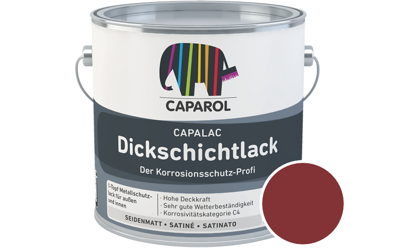 Caparol Capalac Dickschichtlack 2,5L Lack / Getönt im Farbton RAL 3003 Rubinrot