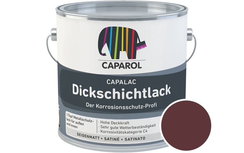 Caparol Capalac Dickschichtlack 750ml Lack / Getnt im Farbton RAL 3005 Weinrot