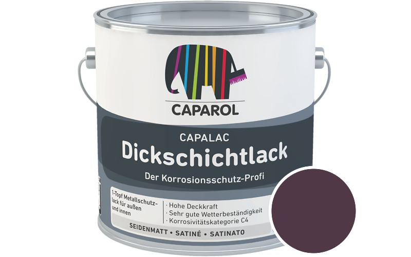 Caparol Capalac Dickschichtlack 2,5L Lack / Getönt im Farbton RAL 4007 Purpurviolett