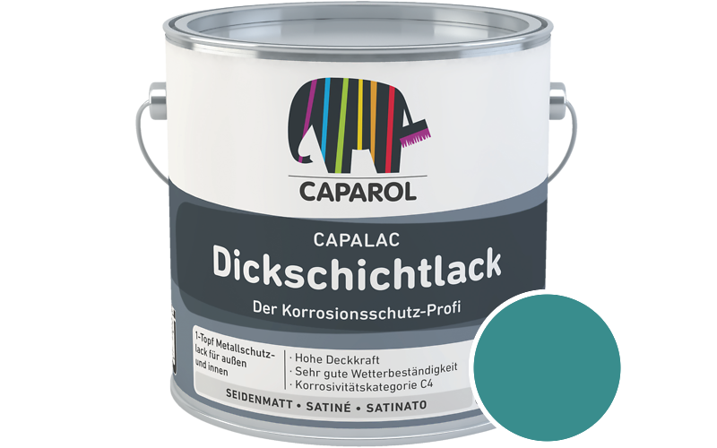 Caparol Capalac Dickschichtlack 750ml Lack / Getnt im Farbton RAL 5018 Tuerkisblau
