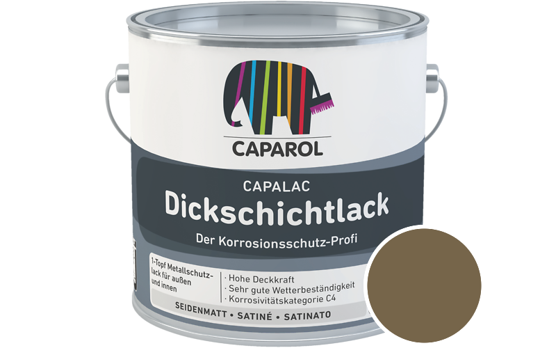 Caparol Capalac Dickschichtlack 750ml Lack / Getnt im Farbton RAL 7008 Khakigrau
