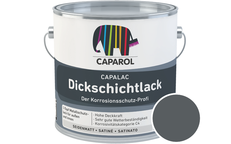 Caparol Capalac Dickschichtlack 2,5L Lack / Getnt im Farbton RAL 7011 Eisengrau