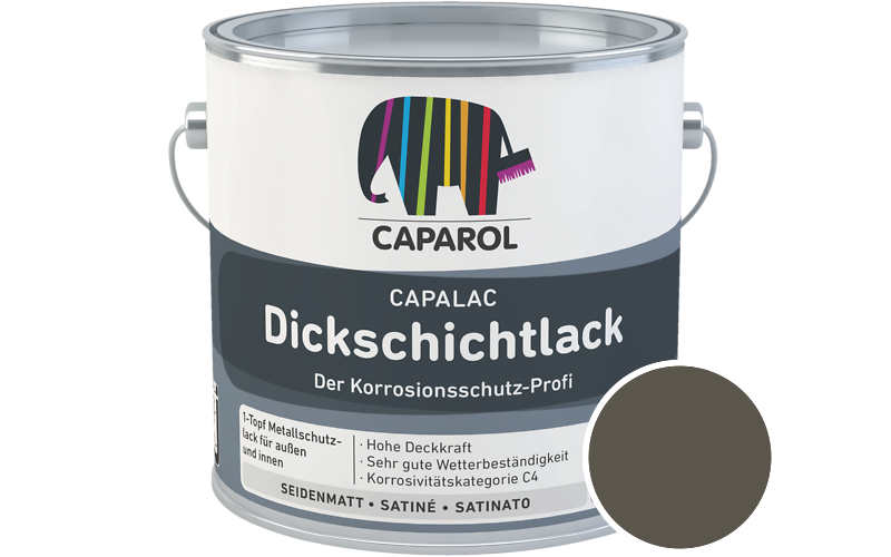 Caparol Capalac Dickschichtlack 750ml Lack / Getnt im Farbton RAL 7013 Braungrau