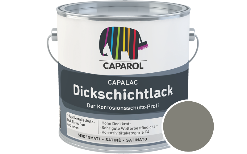 Caparol Capalac Dickschichtlack 2,5L Lack / Getnt im Farbton RAL 7023 Betongrau